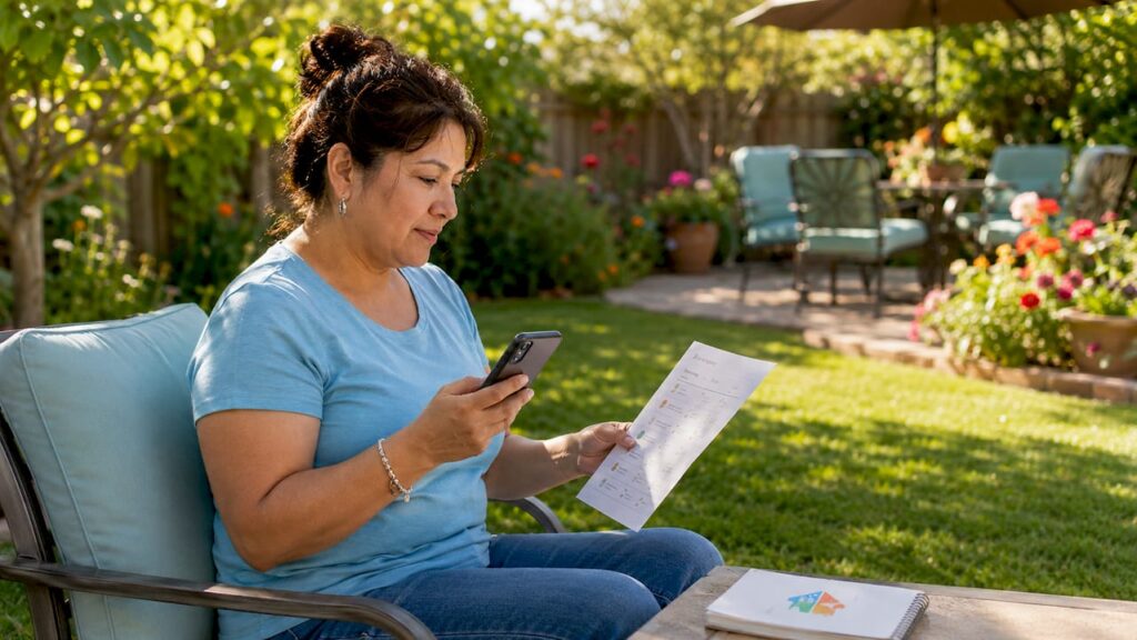Woman coordinating home cleaning services at home