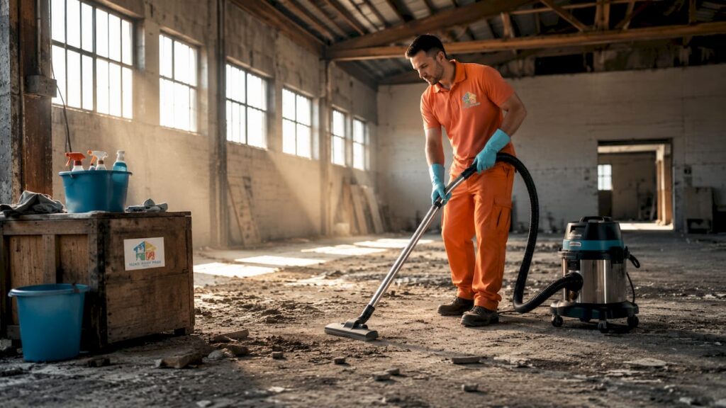 Cleaner using HEPA vacuum post construction