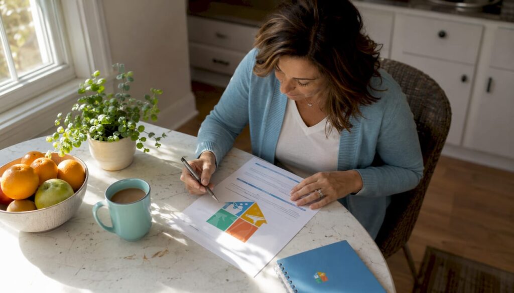 Woman reviewing cleaning service quote